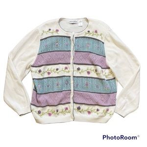 Vintage Grandmacore Sweater with Shoulder Pads XL